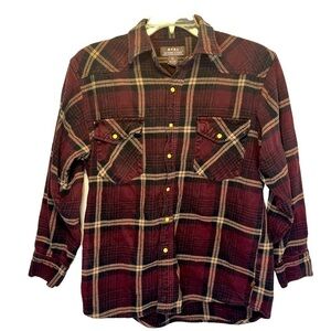 Moose Creek Plaid Flannel Pearl Snap Shirt,  sz M